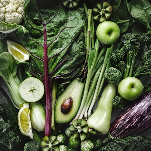 Preview: Mixed vegetables flat lay vegan diet food photography