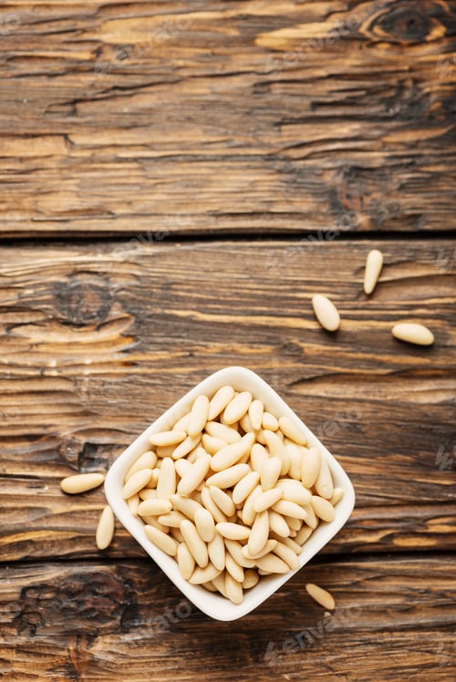 Preview: pine nut on the wooden table