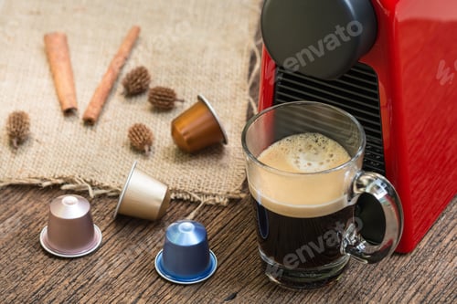 Preview: Espresso coffee machine with capsules making coffee