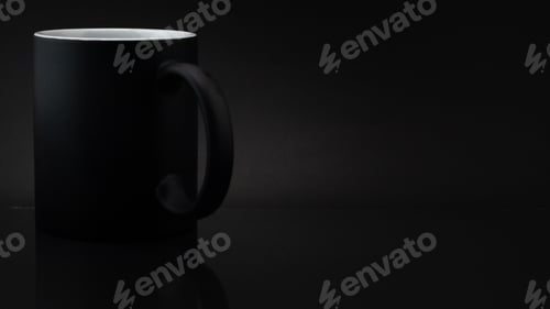 Preview: Left side view of a black ceramic mug isolated