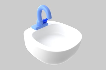 Preview: Modern washbasin with blue faucet
