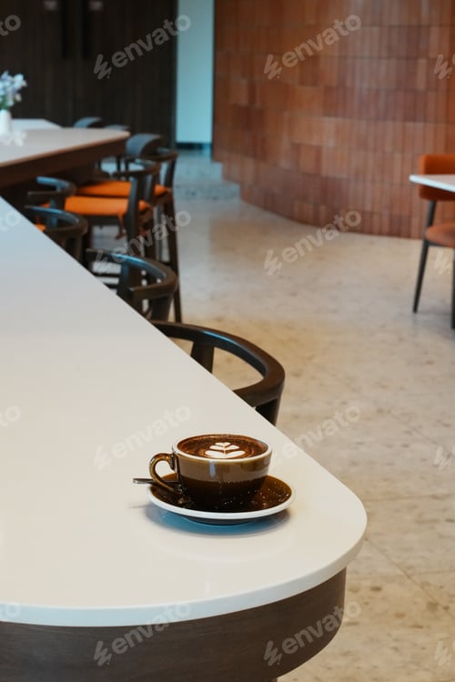 Preview: Coffee latte art leave from fresh milk