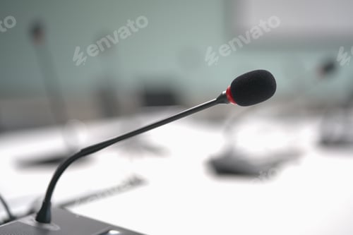 Preview: Close up microphone on table meeting room.
