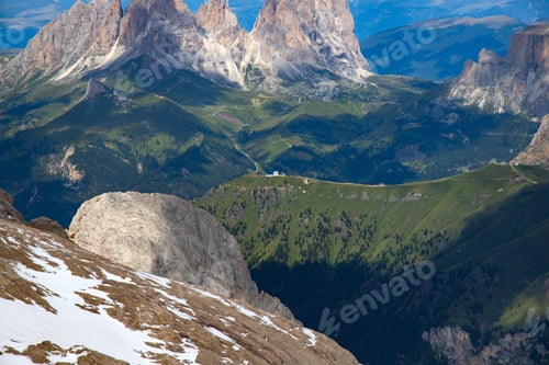 Preview: Panoramic view from the top of the Marmolada Glacier, Dolomites, South Tyrol, Italy.