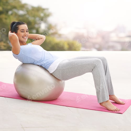 Preview: Fit body, happy mind. Full length portrait of a young woman doing yoga outdoors.