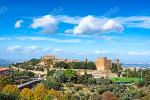 Preview: Montalcino medieval village, fortress and church. Siena, Tuscany, Italy