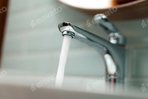 Preview: Modern bathroom interior with white ceramic sink