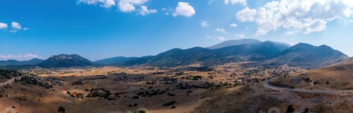 Preview: Livadi Arachova Greece, aerial panorama. Winter houses on a mountain Parnassos plateau