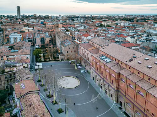 Preview: Aerial view of Rimini at night in the Christmas period