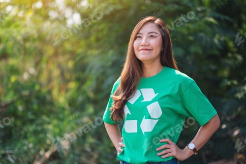 Preview: A beautiful asian woman environmental activists standing in the park