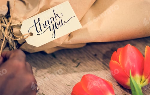 Preview: Closeup of thank you flower bouquet