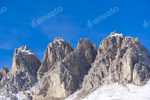 Preview: Beautiful shot of Corvara mountain rocks in South Tyrol, Northern Italy on a sunny day