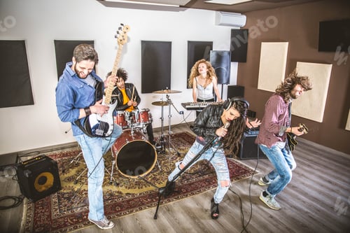 Preview: Rock band playing in a recording studio