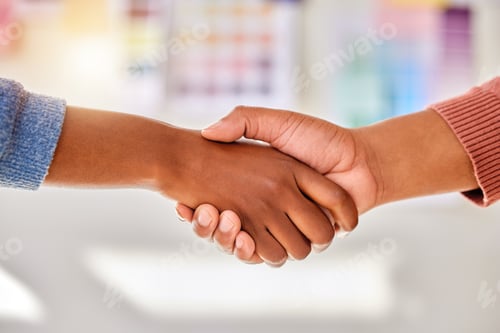 Preview: Closeup, business and handshake for support, collaboration and partnership for new project. Zoom, h