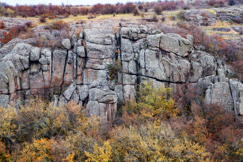 Preview: Aktovsky Canyon in Ukraine surrounded large stone boulders
