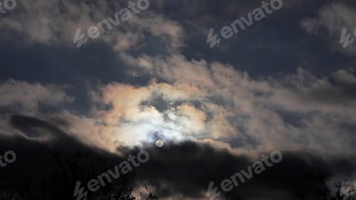 Preview: Sun And Clouds At Sunset - Photograph Of A Setting Sun With Dramatic Clouds And Some Iridescence In