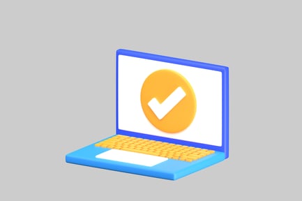 Vorschau: Laptop mit Genehmigungshäkchensymbol