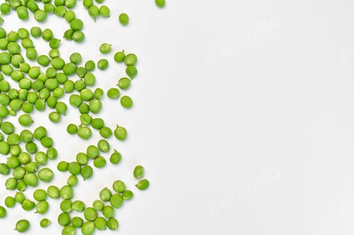 Preview: fresh green peas on a white background.