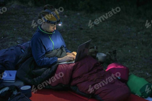 Preview: camping laptop at night