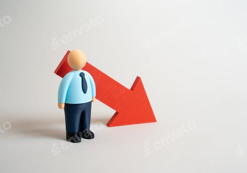 Preview: An office worker and the falling arrow. Shortage of specialists. Layoffs, automation