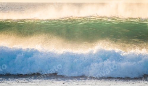 Preview: Big swell wave with white foam high energy impact