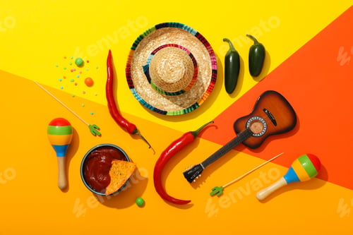 Preview: Composition for Cinco de Mayo concept, top view