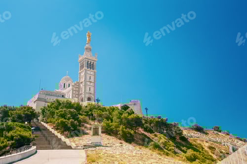 Preview: Catholic Basilica of Our Lady of the Guard or Notre Dame De La Garde church at hill in Marseille