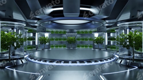 Preview: Hydroponics Lab room on spacecraft with circle podium empty.