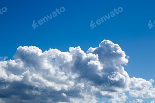 Preview: Blue sky background with clouds view. Nature photo.