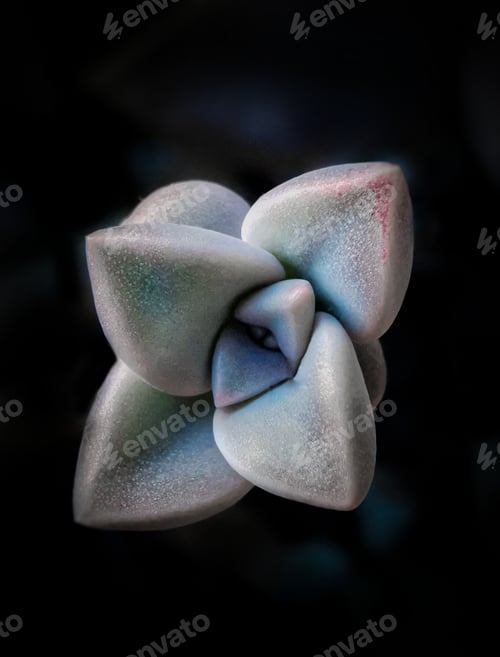 Preview: Decorative succulent flower close-up and top view.