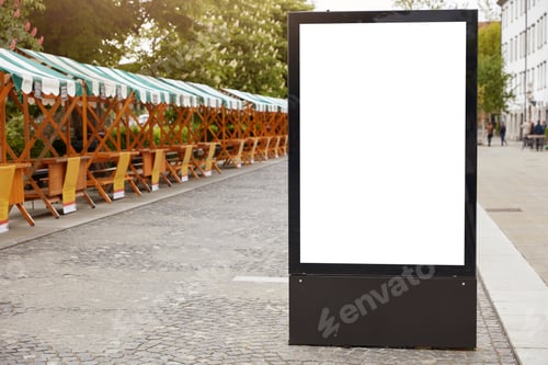 Preview: City format. Vertical lightbox with white mock up space for your announcement, advertisement or prom