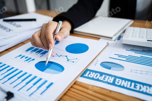 Preview: bookkeeper or financial inspector hands calculate making a report, calculating or checking balance.