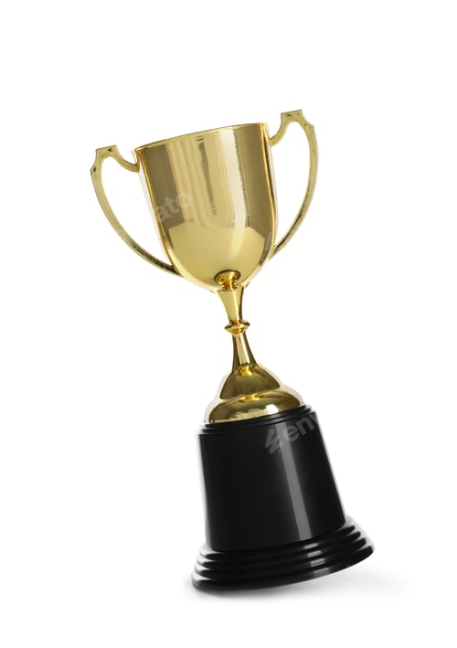 Preview: Shiny gold cup on white background. Winner's trophy