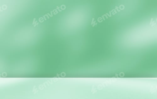 Preview: Empty green room studio with sunlight effect leaves shadow.