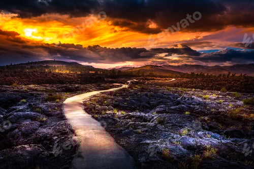 Preview: Caves Trail across the lava after Storm Craters of The Moon Idah
