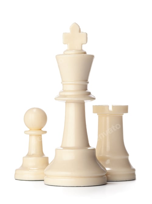Preview: White chess piece isolated on white background