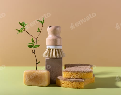Preview: Eco cleaning with sponges, sustainable concept