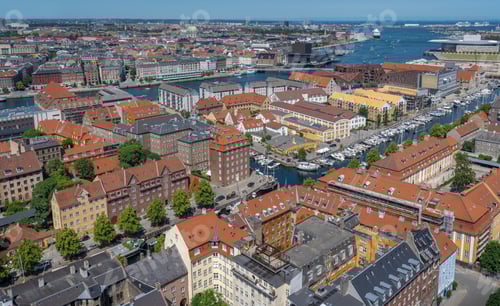 Preview: Aerial view of Copenhagen City and canals - Copenhagen, Denmark