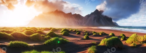 Preview: Magic sunset on a sandy beach. Beauty world. Turkey