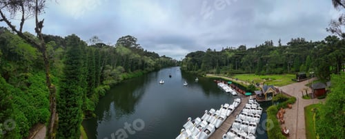 Preview: Panoramic aerial view of Black Lake (Lago Negro) - Gramado, Rio Grande do Sul, Brazil