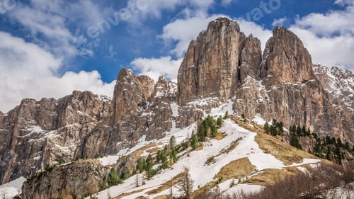 Preview: Snowy mountain in the cold Dolomites, Italy