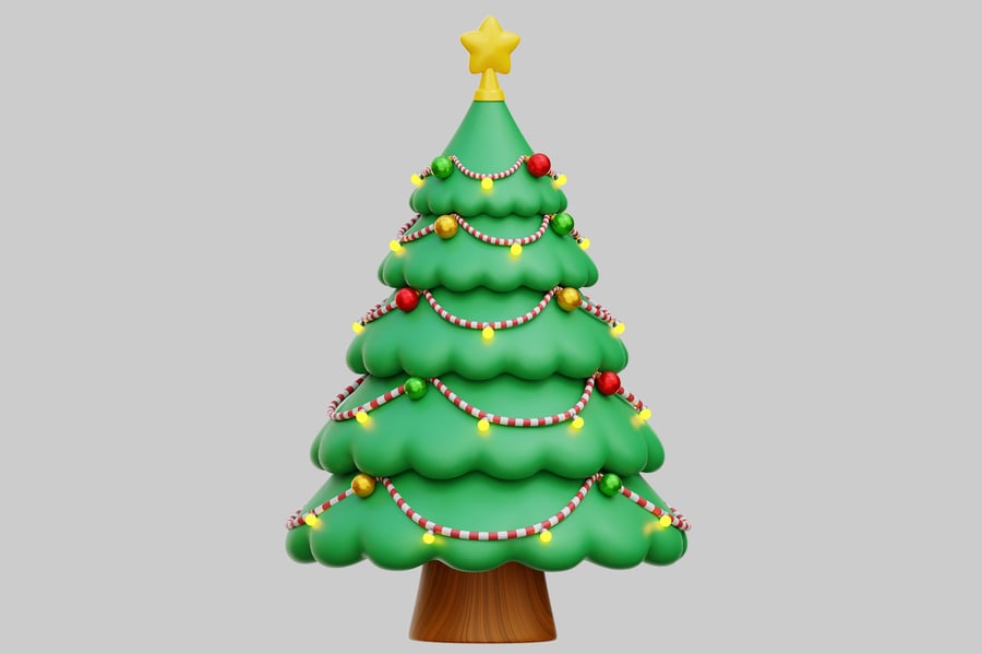 Festive Christmas Tree With Ornaments And Star 3D, Incl. Christmas ...