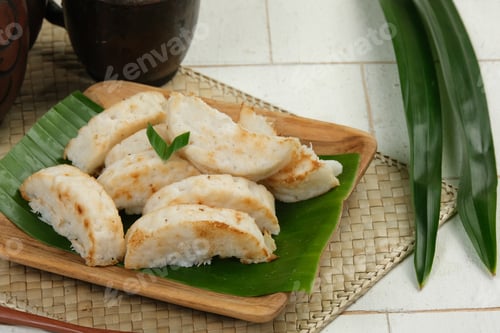 Preview: kue Gandos or Bandros cake or kue pancong is an Indonesian traditional snack made from a mixture of