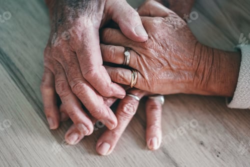 Preview: Old people holding hands close up view, senior retired family couple express care and support