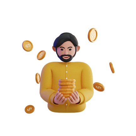 Preview: Happy Man Holding Money 3D Illustration