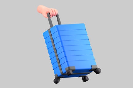 Preview: Blue suitcase with wheels and handle