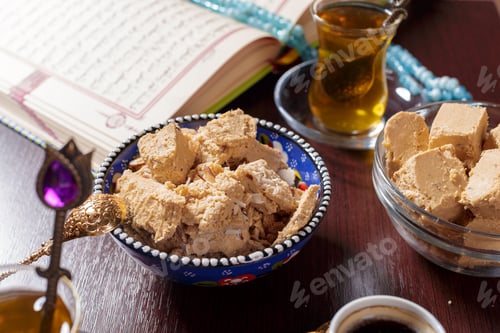 Preview: Tasty halva with tea on the table