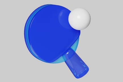 Preview: Blue ping pong paddle and ball