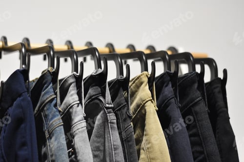 Preview: Close up of coats on hangers