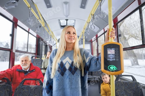 Preview: Passengers getting work by public transport routine